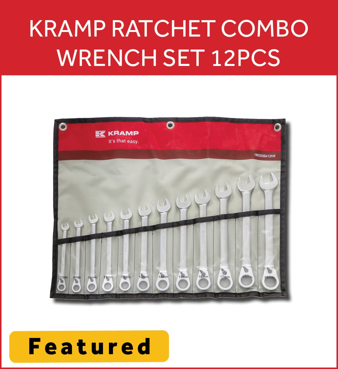 KRAMP Ratchet Combination Wrench Set 12pcs